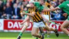 Kilkenny’s Pádraig Walsh under pressure from David Dempsey of Limerick in their All-Ireland senior hurling championship match at Nowlan Park. Photograph: Cathal Noonan/Inpho