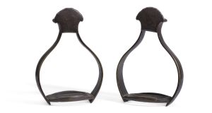 A pair of 17th-century riding stirrups, made for Charles I and worn by his grandson William III (King Billy) in the battle of the Boyne, July 1690, failed to sell when bidding stalled at £38,000 – below the lower estimate (£40,000-£60,000) 