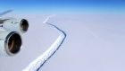 Aerial view of the Larsen C ice rift in Antarctica. Photograph: AFP/Nasa/Swansea University. 