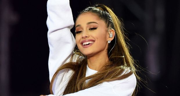 Ariana Grande performs during the One Love Manchester benefit concert at Emirates Old Trafford,  Manchester, England. Photograph: Dave Hogan for One Love Manchester/PA Wire 