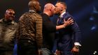 For the fourth night in a row Conor McGregor and Floyd Mayweather pretended to hate each other. Photo: Scott Heavey/PA Wire