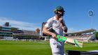 South Africa captain Faf du Plessis leaves the field after losing his wicket for 63 during play on the third day of the second Test match between England and South Africa at Trent Bridge. Photograph: Getty Images