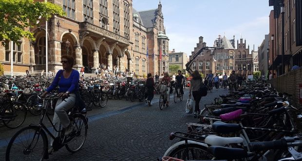 No cars go: the University of Groningen’s Academy Building. The  city has a student population of 30,000 – and  a car population of zero. Photograph: Paddy Logue