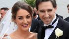 Minister for Health Simon Harris and his bride, Caoimhe Wade, after their wedding at St Patrick’s Church, Kilquade, Co Wicklow. Photograph: Colin Keegan/Collins 