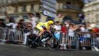 Yellow jersey holder  Chris Froome of   Team Sky in action during stage 20 of the  Tour de France 2017  in Marseille, France. Photograph: Bryn Lennon/Getty Images