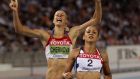 Jessica Ennis-Hill (R) finished second behind Russia’s Tatyana Chernova in the Heptathlon at the 2011 World Championships - Chernova was banned for doping in 2013. Photograph: Adrian Dennis/AFP 