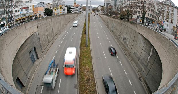 Underpass in Stuttgart, Germany: The city’s administrative court has ruled that no measures to improve air quality were as effective as outright bans on diesel vehicles, “and that includes so-called retrofit solutions”. Photograph: Ronald Wittek/EPA