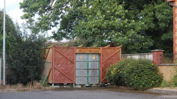 Bin shed at Leader Park “ghost estate” in Longford town. Photograph: Simon Carswell