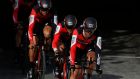  BMC Racing Team’s riders, including Ireland’s Nicolas Roche, in action during the first stage of the Vuelta. Photograph: EPA