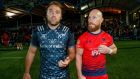  Munster’s Duncan Williams and Peter Stringer of Worcester   after the game at Sixways,  Worcester.  Photograph: INPHO/James Crombie