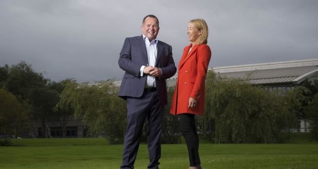 Pure Telecom CEO Paul Connell  and Orlagh Nevin, Open Eir’s director of sales,  marketing and service announcing Pure Telecom and Open Eir’s €35 million infrastructure. Photograph: John Ohle Photography 