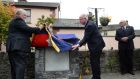 Minister for Justice  Charlie Flanagan with Cllr John King at the plaque unveiling   to commemorate the bravery of Lance-Sgt Jack Moyney VC,  in Rathdowney, Co Laois. Photograph: Dara Mac Dónaill 