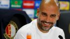Pep Guardiola: “I don’t know if we are able to compete. We are still in the process of growing.” Photograph: Michael Kooren/Reuters 