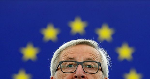  European Commission president Jean-Claude Juncker gave his annual State of the Union address at the European Parliament in Strasbourg on Wednesday. Photograph: Christian Hartmann/ Reuters