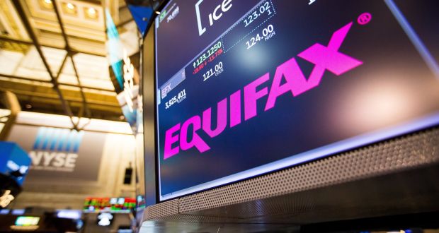 Data breach: A monitor displays Equifax signage on the floor of the New York Stock Exchange (NYSE). Photograph: Michael Nagle/Bloomberg