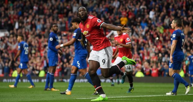 Romelu Lukaku was on target again for Manchester United on Sunday. Photograph: Stu Forster/Getty