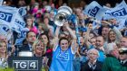 Dublin captain Sinéad Aherne lifts the Brendan Martin Cup after victory over Mayo in the TG4 Ladies Senior All-Ireland Football Championship Final at Croke Park. Photograph: Morgan Treacy/Inpho