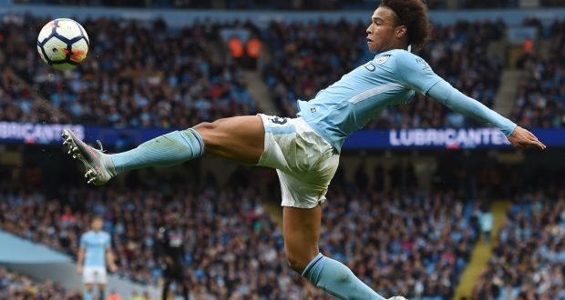  Manchester City’s German midfielder Leroy Sane in action against Crystal Palace at the Etihad Stadium. Photograph: Getty Images