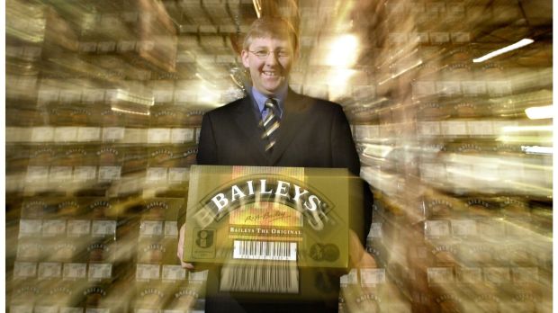 Frank Fenn, chief executive of R&A Bailey & Co in 2003 with the six millionth box of Baileys Irish Cream in Dublin. Photograph: Alan Betson