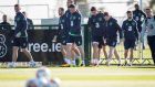 Ireland arrive for training on Friday ahead of their crucial double header against Moldova and Wales. Photograph: Ryan Byrne/Inpho