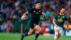 New Zealand’s Rieko Ioane   on his way to scoring a try during the Rugby Championship match against South Africa at Newlands  stadium  in Cape Town. Photograph: Gianluigi Guercia/AFP/Getty Images
