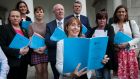 TDs at the announcement of the Future of Healthcare ‘Sláintecare’ report earlier this year. Labour says the proposal is ‘dead in the water’ after not being mentioned in the budget speech. Photograph: Gareth Chaney/Collins.