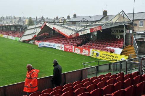 Hurricane winds collapsed a stand at Turners Cross, Cork city during Storm Ophelia.  Photograph: Daragh Mc Sweeney/Provision
