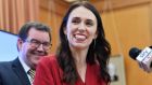 Leader of the Labour Party Jacinda Ardern at a press conference at parliament in Wellington on Thursday, after she agreed a coalition deal with the New Zealand First Party. Photograph: Marty Melville/AFP/Getty Images