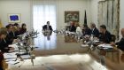 Spanish prime minister Mariano Rajoy presides over a  crisis cabinet meeting at the Moncloa Palace on Saturday. Photograph:  AFP