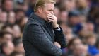 Ronald Koeman reacting on the touchline shortly after Arsenal scored their second goal. Photograph: Oli Scarff/AFP/Getty Images