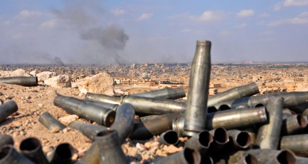 Smoke billows from the eastern Syrian city of Deir al-Zor  during an operation by   Syrian government forces against Islamic State on Thursday. Photograph: AFP/Getty Images