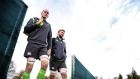 Devin Toner and Iain Henderson at Ireland  squad training in Carton House, Co Kildare. Photograph: Billy Stickland/Inpho