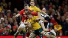 Australia’s Michael Hooper scores his side’s third  try in the match against Wales at  the Principality Stadium in Cardiff. Photograph: Paul Childs/Action Images via Reuters