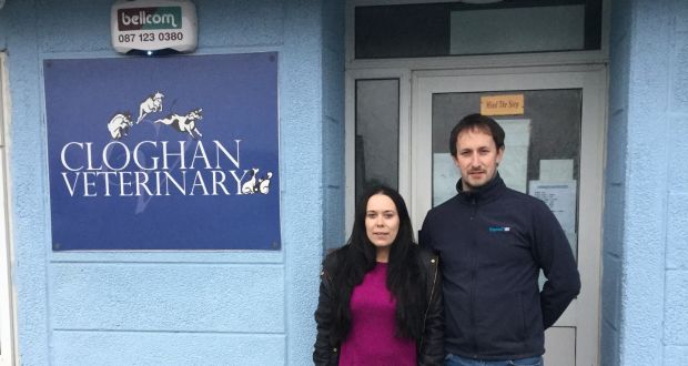 Elizabeth McLoughlin and Ollie Keane outside their veterinary clinic in Cloghan, Co Offaly: were robbed twice in five weeks in December 2016 and January 2017.