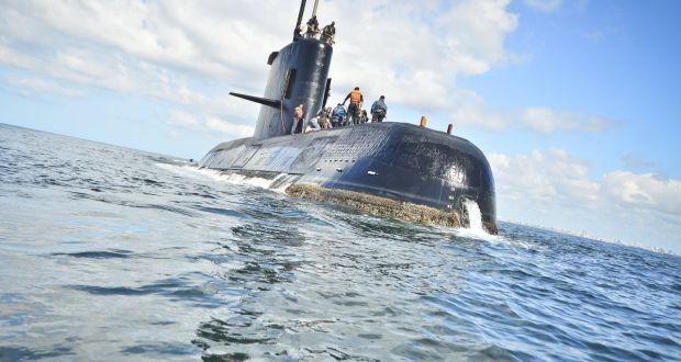 Undated handout photo from the Argentine Navy of the ARA San Juan submarine, which is missing. File photograph: Argentina Navy/EPA