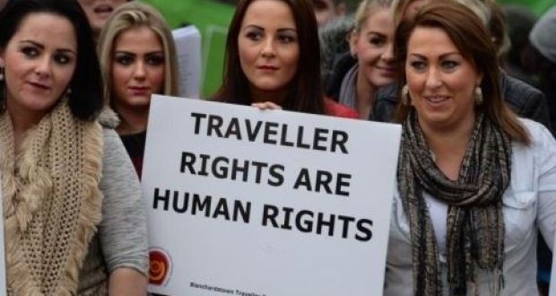 Members of the Travelling community protesting over accommodation in 2014. File photograph: Dara Mac Dónaill/The Irish Times