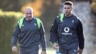 Ireland captain Rory Best with  Adam Byrne who is expected to be named in the side to face Argentina. Photograph: Bryan Keane/Inpho 