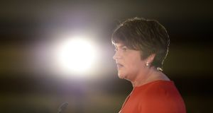 DUP leader Arlene Foster makes  her speech in the party’s annual conference at the La Mon hotel in Belfast. Photograph: Michael Cooper/PA Wire 