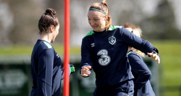 Republic of Ireland  defender Louise Quinn during training ahead of their clash with the Netherlands. Photograph: Ryan Byrne/Inpho