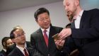 Chinese  president Xi Jinping during a visit to Huawei Technologies: Beijing’s leadership is driving national policies to build globally competitive companies but there is   no such vision  among   European leaders. Photograph: Matthew Lloyd/Bloomberg/Getty 
