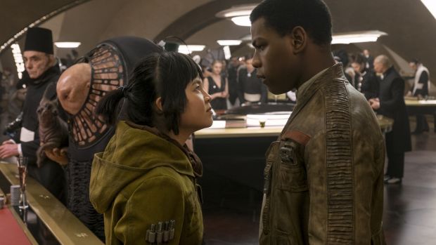 Rose (Kelly Marie Tran) and Finn (John Boyega) in a heightened version of Monte Carlo in Star Wars: The Last Jedi. Photograph: Lucasfilm