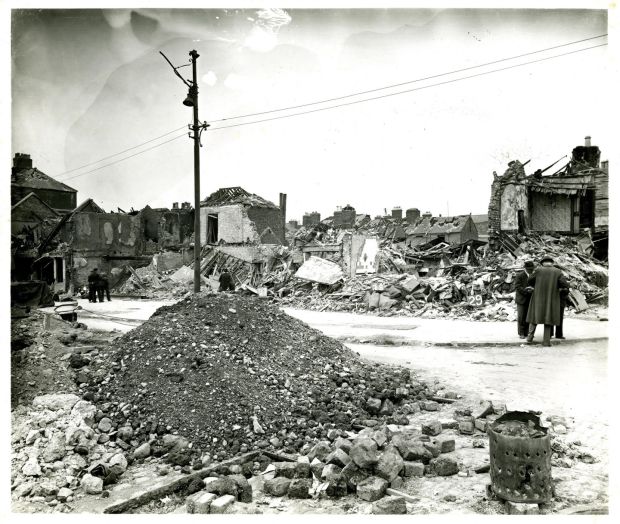 The aftermath of the bombing of the North Strand by the Luftwaffe, 1941