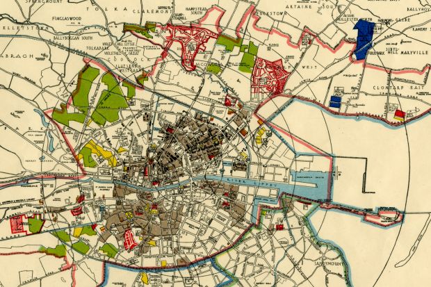 A map of Dublin from the Dublin Civic Survey, 1925; the population of the city, by 1926, stood at 468,000