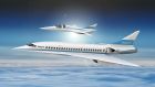An artist’s impression shows Boom’s 55-seat supersonic aircraft. Photograph:  Reuters