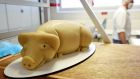 A very happy marzipan pig, the work of confectionery company Niederegger in Lübeck, Germany. Photograph: Patrik Stollarz/AFP