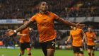  Ivan Cavaleiro of Wolves celebrates scoring their goal during the Sky Bet Championship match against  Ipswich Town at Molineux. Photograph: Christopher Lee/Getty Images