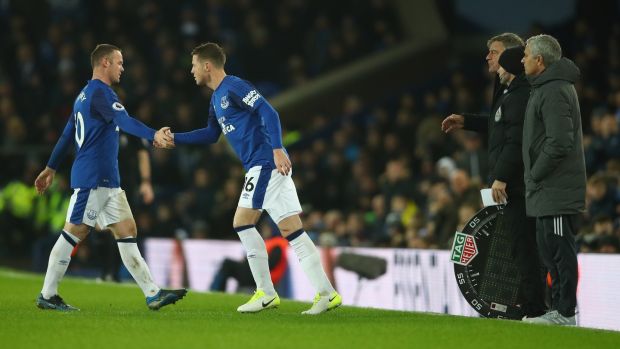 James McCarthy replaces Wayne Rooney at Goodison Park. Photograph: Clive Brunskill/Getty