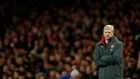 Arsène Wenger has labelled the penalty awarded to Chelsea in Wednesday night’s 2-2 draw ‘farcical.’ Photograph: Adrian Dennis/AFP