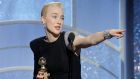 Saoirse Ronan wins Best Performance by an Actress in a Motion Picture Musical or Comedy for ‘Lady Bird’. Photograph: Paul Drinkwater/Courtesy of NBC/Retuers 
