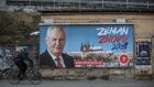 An election poster of Czech president Miloš Zeman. Photograph: Martin Divisek/EPA